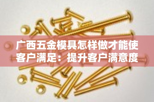 广西五金模具怎样做才能使客户满足：提升客户满意度的策略